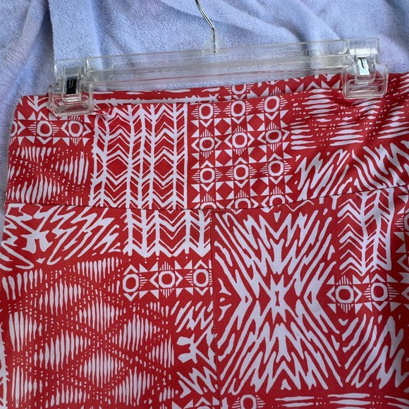 🌟3 for $25🌟 Anticipation Orange and White Geometric Pattern Stretchy Maxi Skirt - Picture 4 of 11